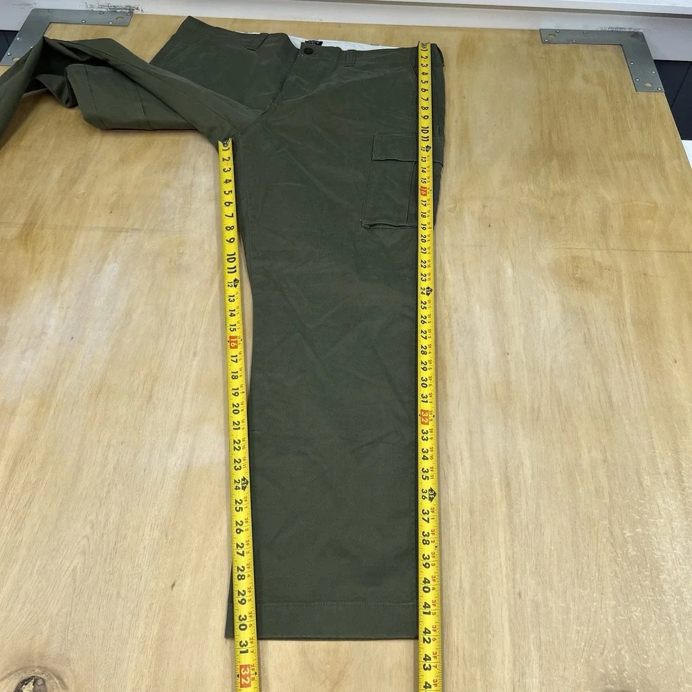 J Crew Flex Military Cargo Pants Mens 38x32 Slim Straight Green Twill Stretch